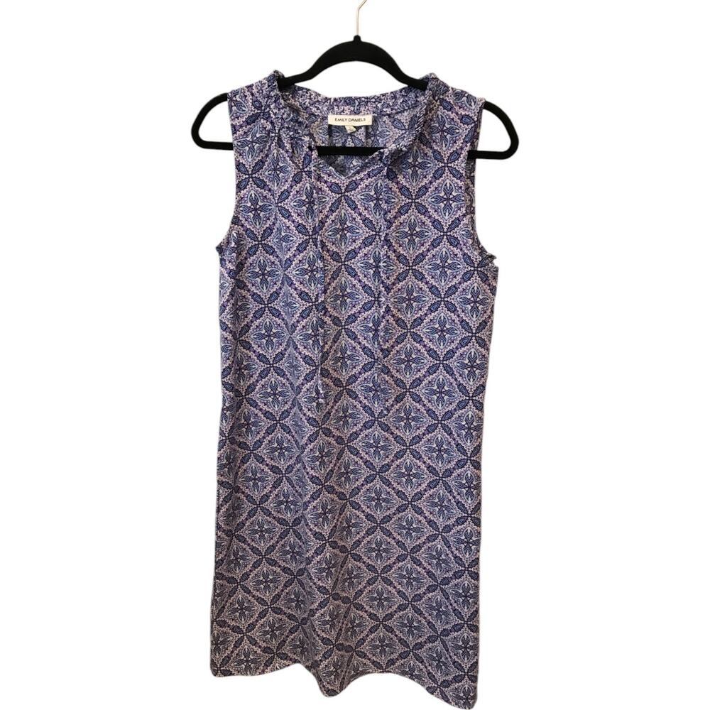 Emily Daniels Womens Sleeveless Dress Small Geometric Print Pullover Style